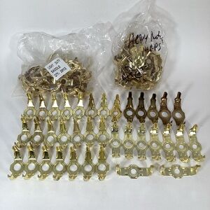 Large Lot Lamp Harp Saddles 1/2" & 3/8" Hole Polished Brass Plate Lamp Part